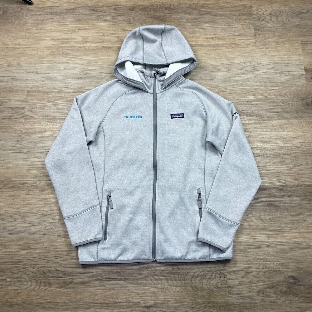 Patagonia Jacket Womens Large Gray Hooded Outdoor Zip Fleece Hiking